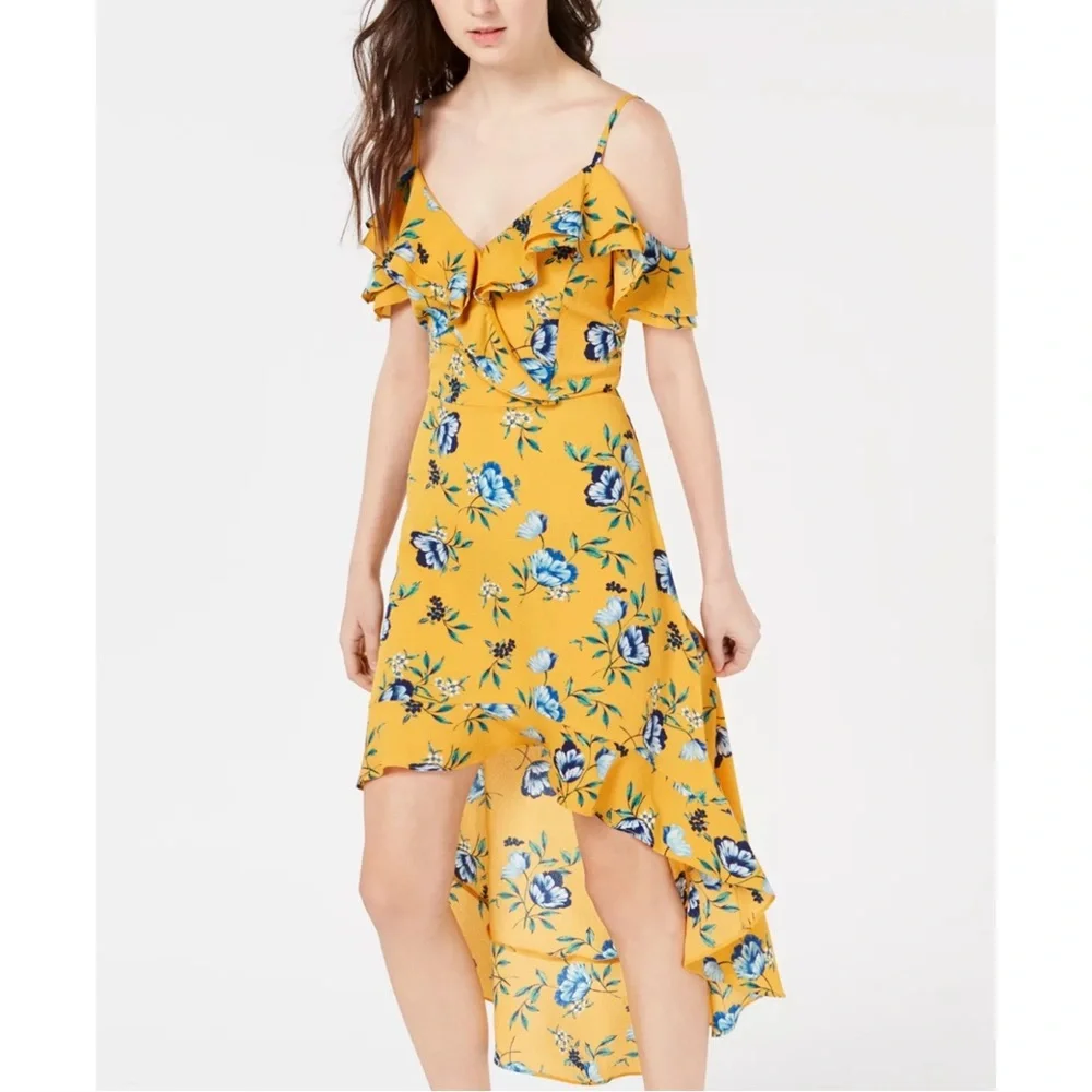 Marigold Printed Ruffle High-Low Dress - Picture 2 of 8